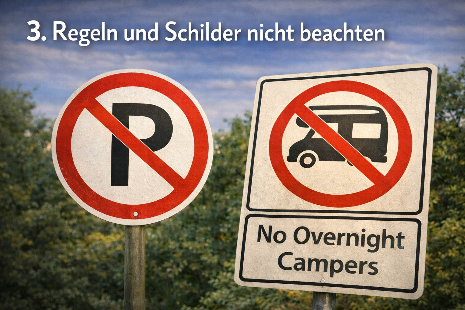 Regeln und Schilder am Stellplatz