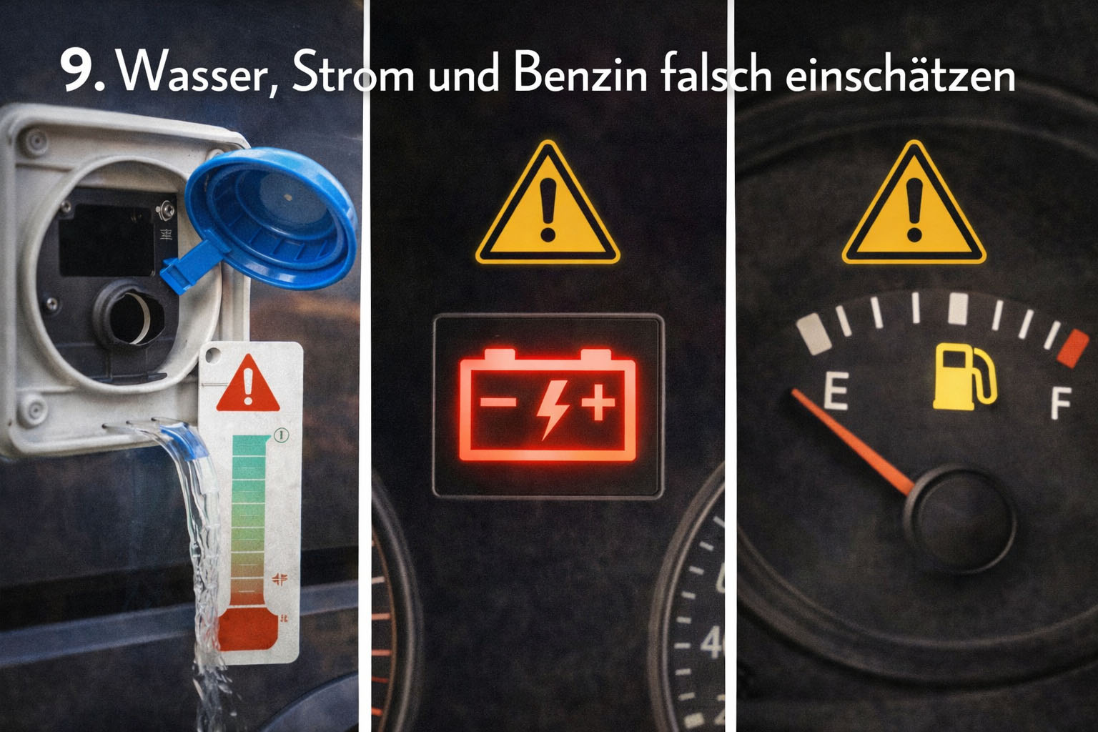 Kontrolle von Wasser, Strom und Tankinhalt