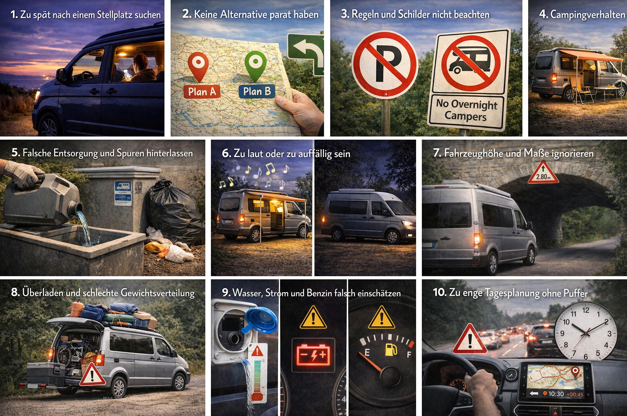 Übersicht der häufigsten Anfängerfehler beim Campen