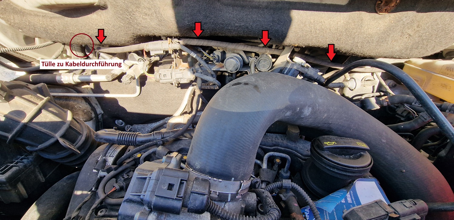 Kabelverlegung im Motorraum