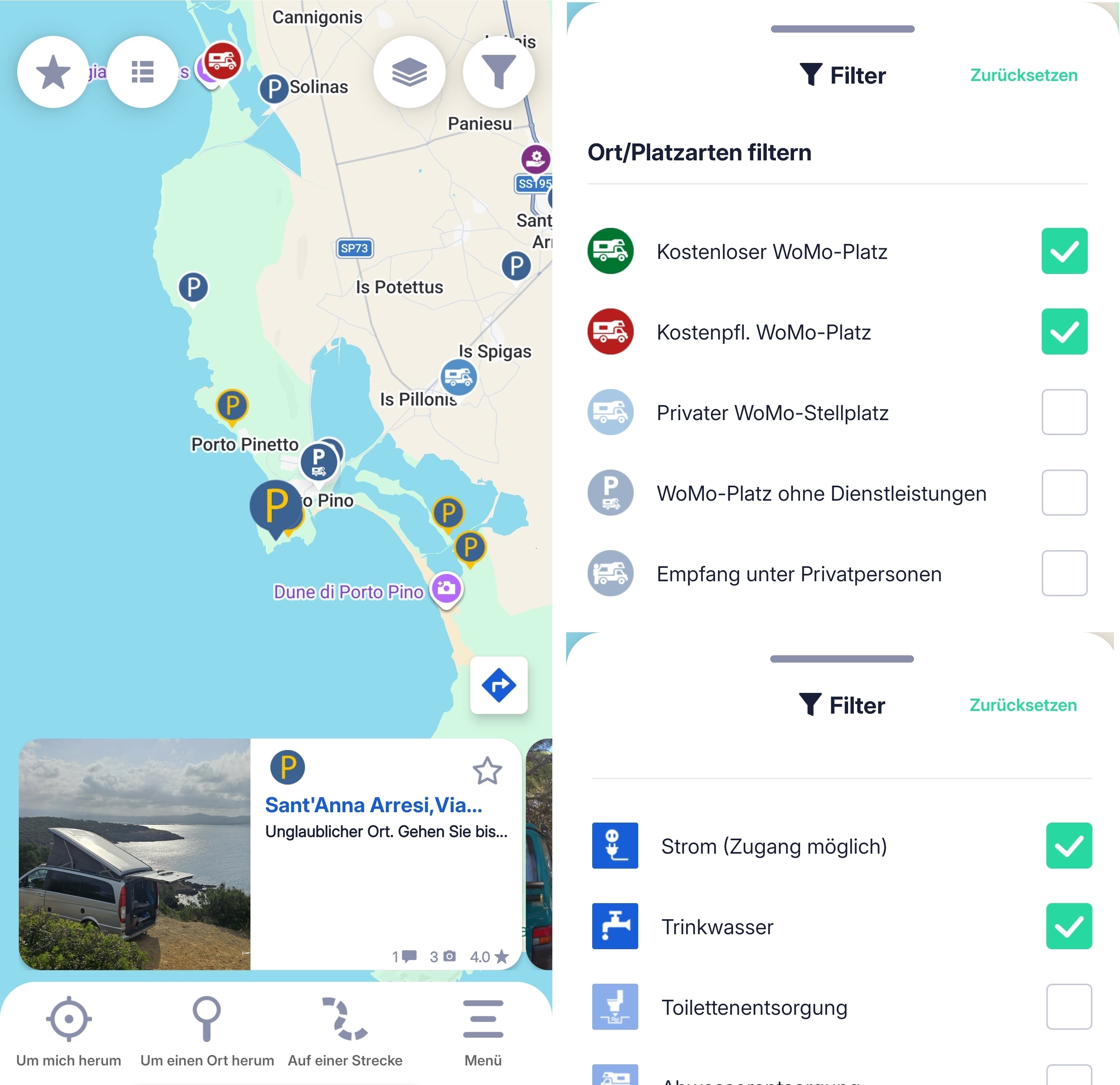 Park4Night App auf dem Smartphone